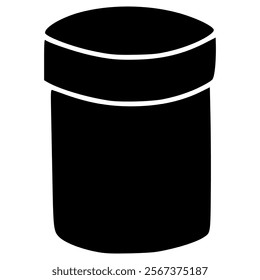 closed blank container tube shape hand drawn glyph illustration