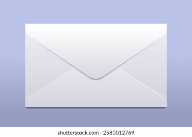 Closed blank realistic white envelope on gray background. Business letter vector template illustration