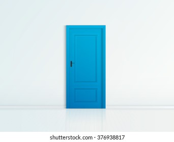 Closed Blue Door With Frame Isolated On Background Vector Design