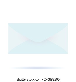 Closed blue envelope for invitations, greetings, template for design. Envelope for congratulations newborn. Vector illustration.