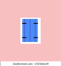 Closed blue mediterranean window minimal illustration