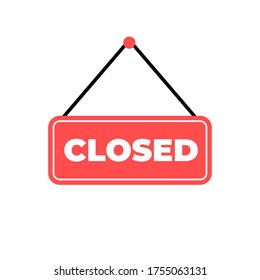 Closed board with red color flat design. Vector illustration