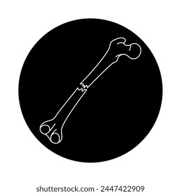 Closed bone fracture line icon. Vector isolated element. Editable stroke.
