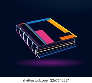 Closed book, abstract, colorful drawing. Vector illustration of paints