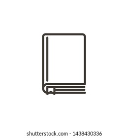 Closed Book With A Bookmark Icon. Vector Outline Illustration.