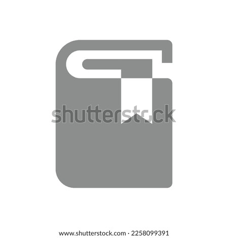 Closed book with bookmark ribbon. Simple vector filled icon.