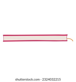 Closed book with bookmark side view hand drawn cartoon illustration. Scandinavian style flat design, isolated vector. Kids print element, reading, education, literature, library, bookstore