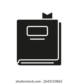 Livro Fechado Com Ícone De Indicador Sólido. Símbolo De Silhueta De Leitura, Literatura E Preservação Do Conhecimento. Recursos Educacionais E Material De Estudo. Ilustração de vetor isolada.