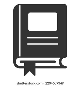 Closed book with bookmark, textbook - icon, illustration on white background, glyph style