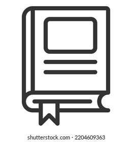 Closed book with bookmark, textbook - icon, illustration on white background, outline style