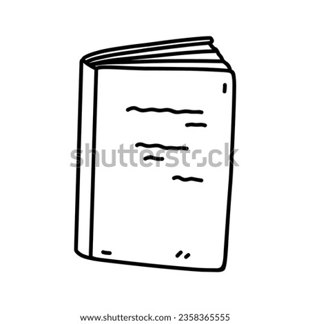 Closed book or copybook isolated on white background. School supplies. Vector hand-drawn illustration in doodle style. Perfect for logo, decorations, various designs.