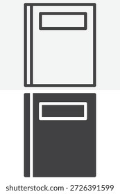 Conjunto de iconos de estilo diferente de portada de libro cerrada. Versiones de líneas, contornos e iconos sólidos. Signo y Vector de trazo editable para la educación y la Biblioteca. Icono de libro.
