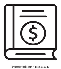 Closed book with dollar symbol denoting bookkeeping