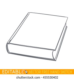 Closed book. Editable vector graphic in linear style.
