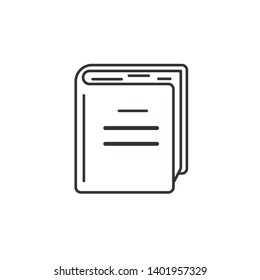 Closed book in flat style. Outline icon. Vector illustration.