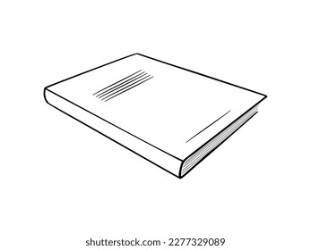 Closed book hand drawing isolated on white background. Vector illustration