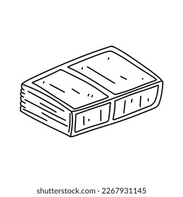 Closed book in hand drawn doodle style. Isolated on white. Vector illustration.
