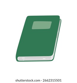 Closed book. Hand drawn textbook for education. Book hardcover isolated on white background. Study literature concept for college education. Colored flat vector illustration
