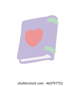 closed book with a heart illustration isolated in a white background