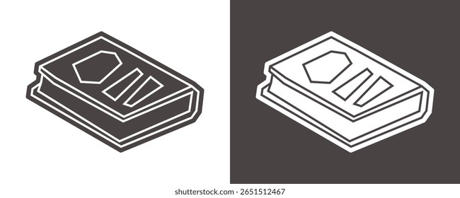 Icono de libro cerrado en estilo de recorte relleno en blanco y negro