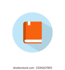 Closed book icon with marker. Education library sign symbol