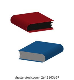 Closed book icon. Red and blue covers. Vector education element. Knowledge symbol object.