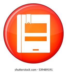 Closed book icon in red circle isolated on white background vector illustration