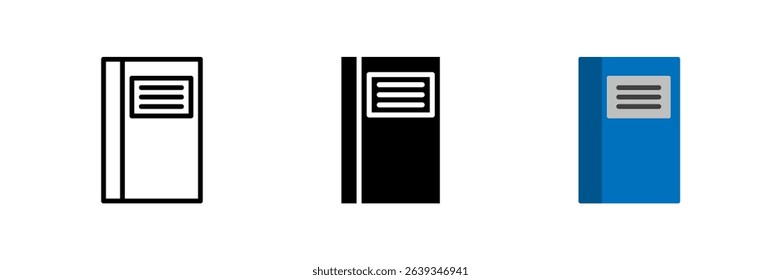 A closed book icon, representing finished study, knowledge acquired, literary works, and library assets.