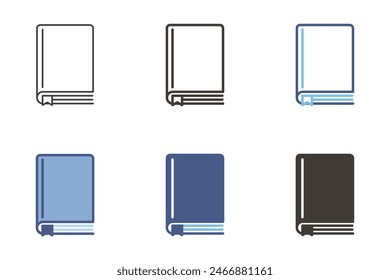 Closed book icon. Textbook literature object vector graphic elements