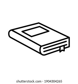 closed book with label and ribbon line style icon design, Education literature and read theme Vector illustration