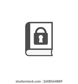 Closed book with a lock. Locked book with a padlock. Vector icon and illustration on white background.