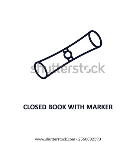 closed book with marker outline icon.  Thin line icon from education collection. Editable vector isolated on white background