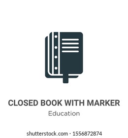 Closed book with marker vector icon on white background. Flat vector closed book with marker icon symbol sign from modern education collection for mobile concept and web apps design.