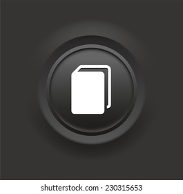 Closed Book on Black Bevel Round Button