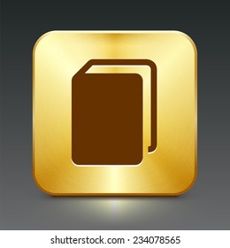 Closed Book on Gold Square Button