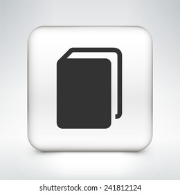 Closed Book on White Square Button