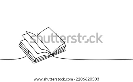 Closed book one line continuous drawing. Bookstore, library continuous one line illustration. Vector minimalist linear illustration.