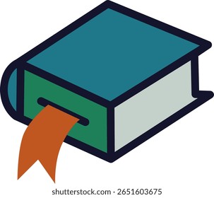 Closed Book with Orange Bookmark Vector Illustration for Reading and Education