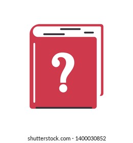 Closed book question mark. Color icon in flat style. Design of the symbol of faq, help, learning. Vector illustration.