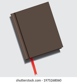 Closed book with a red ribbon-shaped bookmark