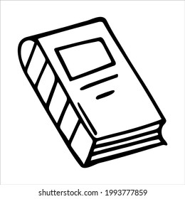 Closed book simple hand drawing icon. Outline vector logo isolated on white.