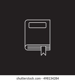 Closed book thin line icon, outline vector logo illustration, linear pictogram isolated on black