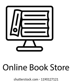 Closed books on monitor screen is icon for ebook