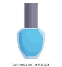 Closed bottle of blue nail polish is standing on a surface