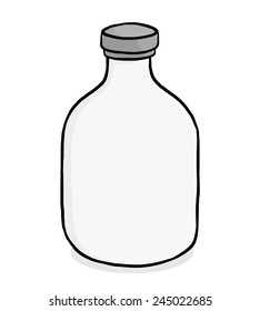 closed bottle / cartoon vector and illustration, grayscale, hand drawn style, isolated on white background.