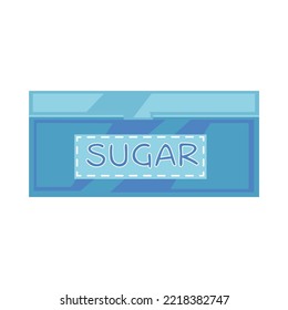 Caja cerrada de azúcar cubo. Caja de cartón con azúcar de cubo. Ilustración vectorial aislada en fondo blanco. Comida dulce, concepto de sacarosa.