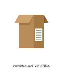 Closed box icon flat vector. Storage box. Carton parcel isolated