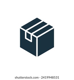 Geschlossene Box-Symbol auf weißem Hintergrund.