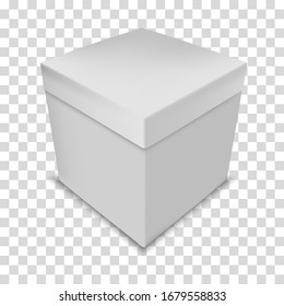 Closed box isometry in perspective. White box on transparent. Vector illustration.