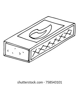 A closed box of matches with a picture of fire.  Wooden matches. Vector illustration.